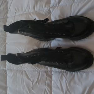 Steve Madden Leather Black Combat Boots, Size 7.5